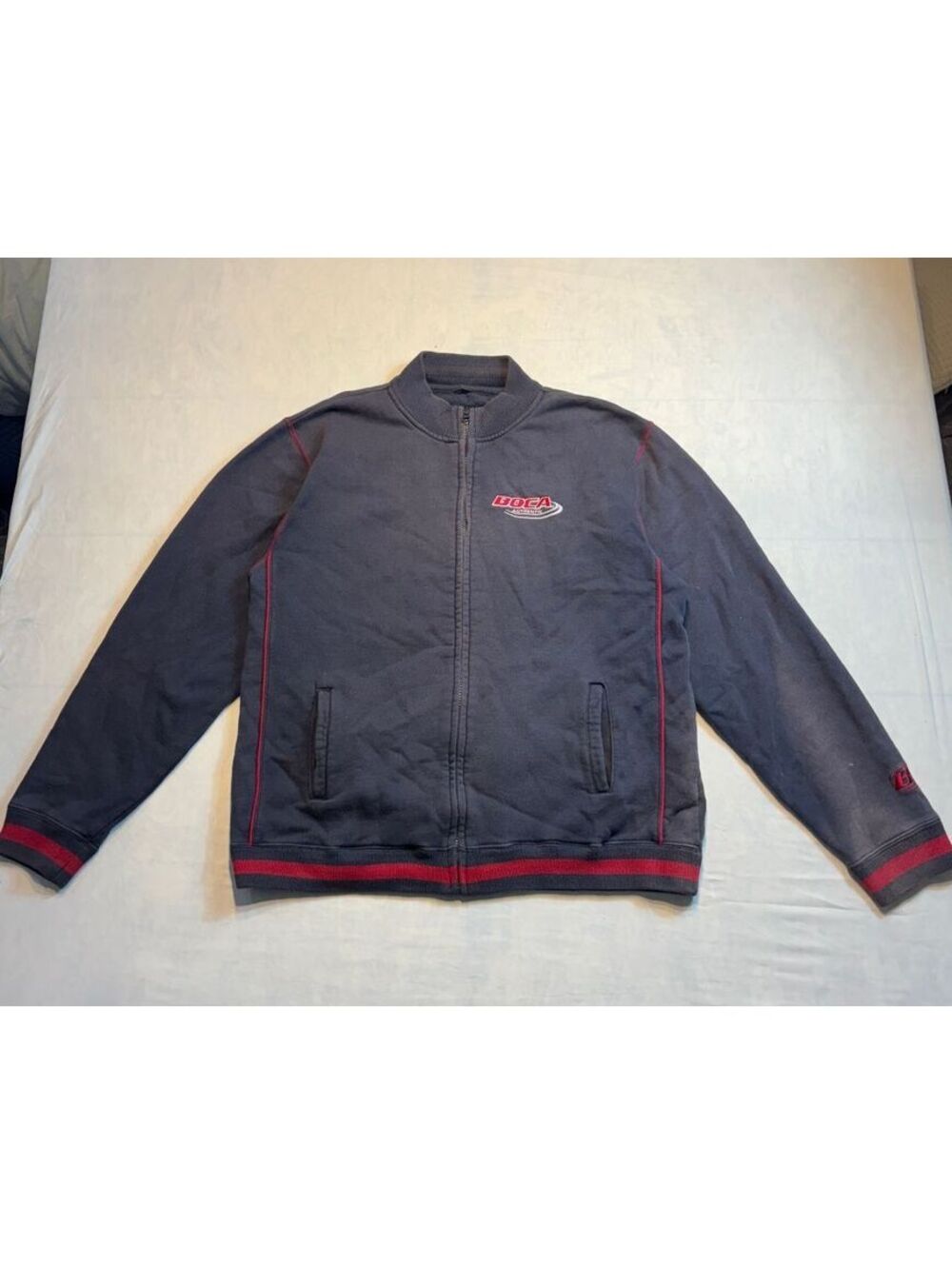 Vintage Boca Authentic Grey and Red Zip-Up Jacket Size L